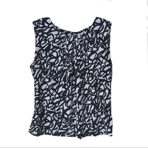 Calvin Klein Black White Abstract Patterned Top Size Medium - Picture 1 of 10